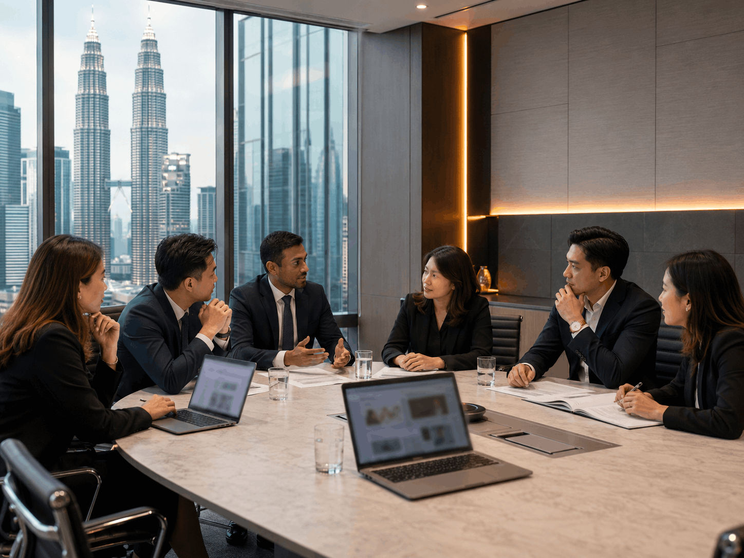 Startup legal team discussing corporate documents with tech founders
